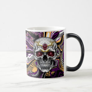 Paarse en zwarte Sugar Skull Halloween Magische Mok