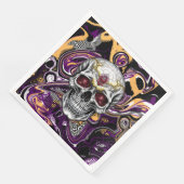 Paarse en zwarte Sugar Skull Halloween Party Servet (Hoek)