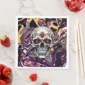 Paarse en zwarte Sugar Skull Halloween Party Servet (Insitu)