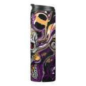Paarse en zwarte Sugar Skull Halloween Thermosbeker (Geroteerd rechts)
