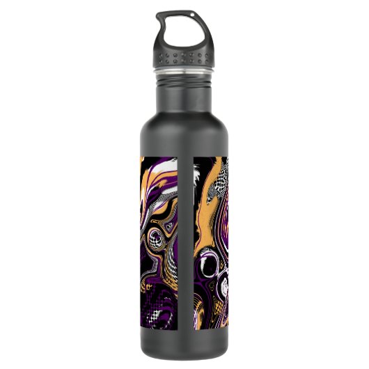 Paarse en zwarte Sugar Skull Halloween Waterfles (Achterkant)