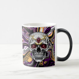 Paarse en Zwarte Suiker Schedel Halloween  Magische Mok