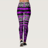 Paarse en zwarte suiker schedel legging (Achterkant)