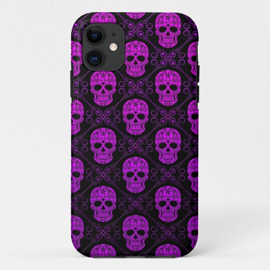Paarse en zwarte suikerschedel Case-Mate iPhone case (Achterkant)