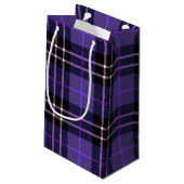 Paarse en zwarte Tartan Klein Gift Bag Klein Cadeauzakje (Achterkant Gekanteld)