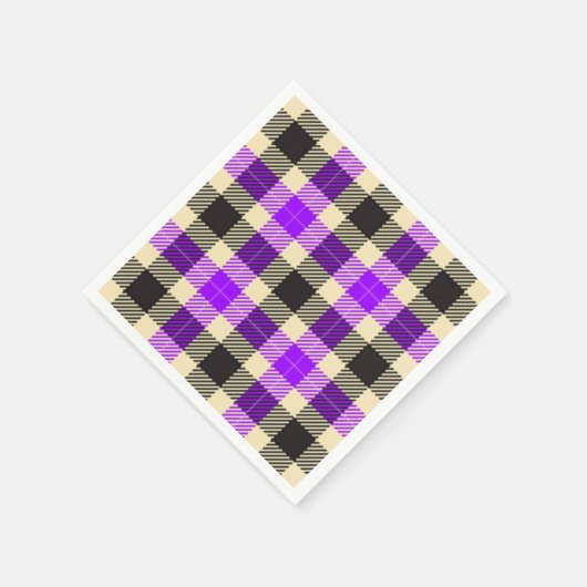 Paarse en zwarte tartan Papier servetten (Hoek)