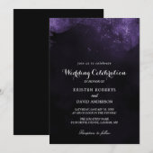 paarse en zwarte trouwuitnodigingen kaart (Voorkant / Achterkant)