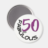 Paarse en zwarte typografie | 50e verjaardag magneet (Voorkant / Achterkant)