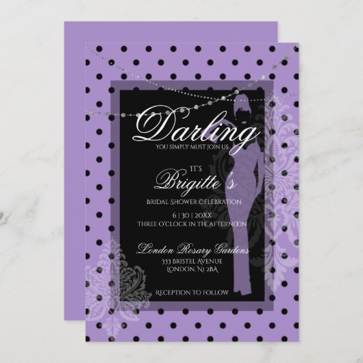 Paarse en zwarte uitnodiging (Voorkant / Achterkant)