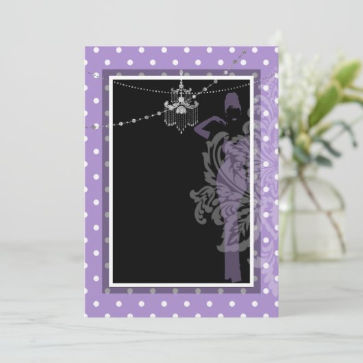 Paarse en zwarte uitnodiging (Staand voorkant)