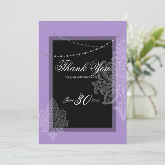 Paarse en zwarte uitnodiging (Staand voorkant)