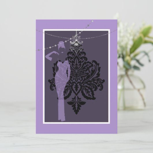 Paarse en zwarte uitnodiging (Staand voorkant)