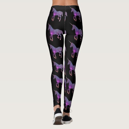 PAARSE EN ZWARTE UNICORN LEGGINGS (Achterkant)