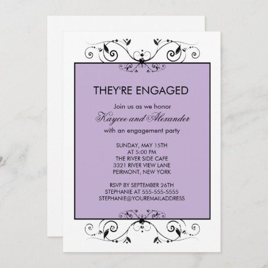 Paarse en zwarte Verlovingen met schuifwiel Kaart (Voorkant / Achterkant)