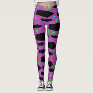 Paarse en zwarte vierkanten ontwerp leggings