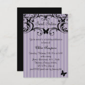 Paarse en zwarte vlinder Sweet16 uitnodiging (Voorkant / Achterkant)