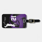 Paarse en zwarte volleybal bagagelabel (Voorkant horizontaal)