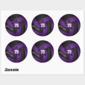 Paarse en zwarte volleybal | DIY Naam & Nummer Ronde Sticker (Vel)