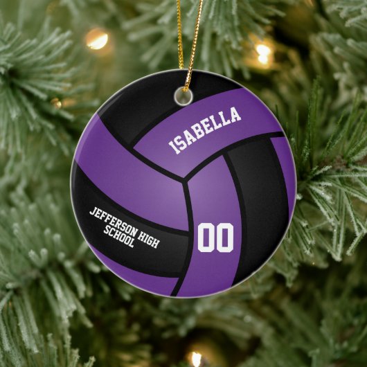 Paarse en zwarte volleybal keramisch ornament (Boom)