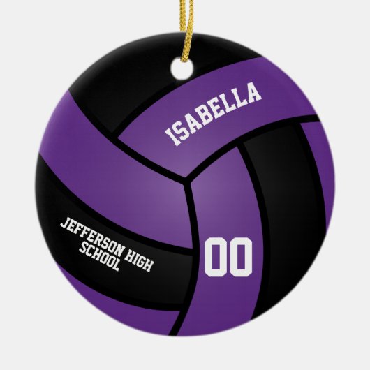 Paarse en zwarte volleybal keramisch ornament (Voorkant)