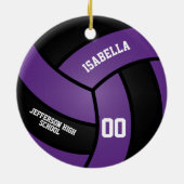 Paarse en zwarte volleybal keramisch ornament (Achterkant)