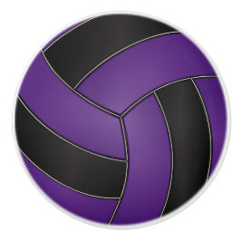 Paarse en zwarte volleybal keramische knop