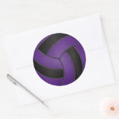 Paarse en zwarte volleybal ronde sticker (Envelop)