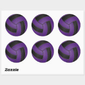 Paarse en zwarte volleybal ronde sticker (Vel)