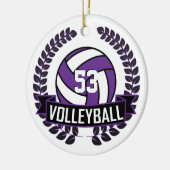 Paarse en zwarte 🏐 Volleyball Logo Wreath Keramisch Ornament (Links)