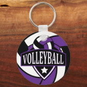 Paarse en zwarte volleybalLogo Sleutelhanger (Voorkant)
