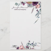 Paarse en zwarte waterverf flora op maat briefpapier (Voorkant)