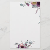 Paarse en zwarte waterverf flora op maat briefpapier (Achterkant)