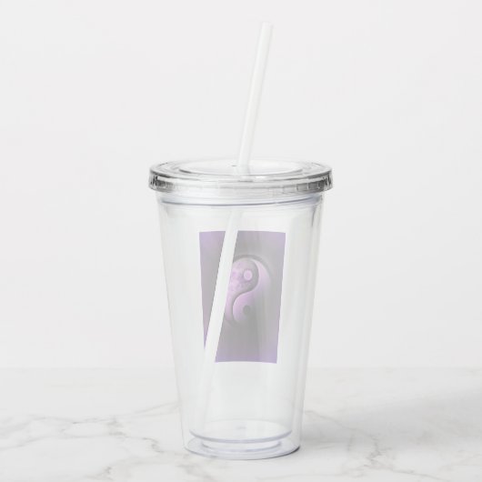 Paarse en zwarte Yin-Yang Acryl Drinkbeker (Achterkant)