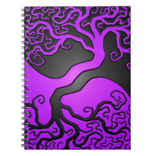 Paarse en zwarte Yin Yang-boom Notitieboek