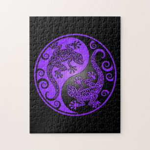 Paarse en zwarte Yin Yang Geckos Legpuzzel