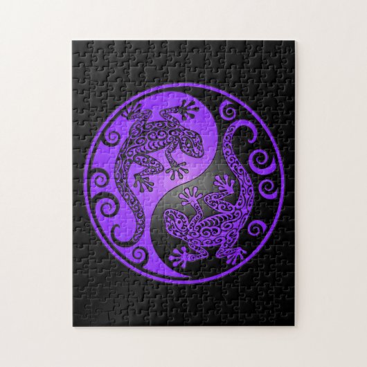 Paarse en zwarte Yin Yang Geckos Legpuzzel (Verticaal)