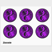 Paarse en Zwarte Yin Yang Kittens Ronde Sticker (Vel)