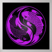 Paarse en zwarte Yin Yang Koi Fish Poster (Voorkant)