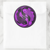 Paarse en zwarte Yin Yang Koi Fish Ronde Sticker (Tas)
