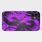Paarse en zwarte Yin Yang Phoenix Case-Mate iPhone Case (Achterkant (horizontaal))