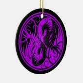 Paarse en zwarte Yin Yang Phoenix Keramisch Ornament (Rechts)