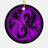 Paarse en zwarte Yin Yang Phoenix Keramisch Ornament (Voorkant)