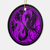 Paarse en zwarte Yin Yang Phoenix Keramisch Ornament (Links)