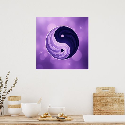 Paarse en zwarte Yin Yang Poster (Keuken)