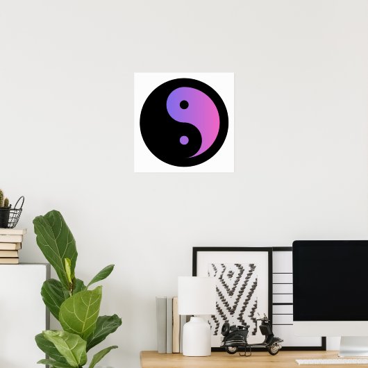 Paarse en Zwarte Ying Yang Poster Papier (Mat) (Thuiskantoor)