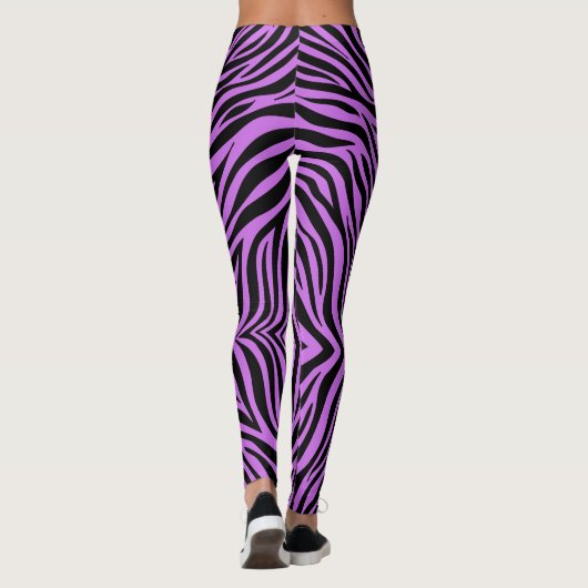 Paarse en zwarte zebra afdrukken leggings (Achterkant)