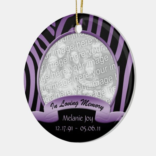 Paarse en zwarte Zebra in liefdevol geheugenversie Keramisch Ornament (Links)