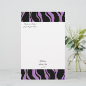 Paarse en zwarte Zebra Pattern Briefpapier (Staand voorkant)