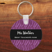 Paarse en zwarte Zebra van de beste leermeester Sleutelhanger (Voorkant)