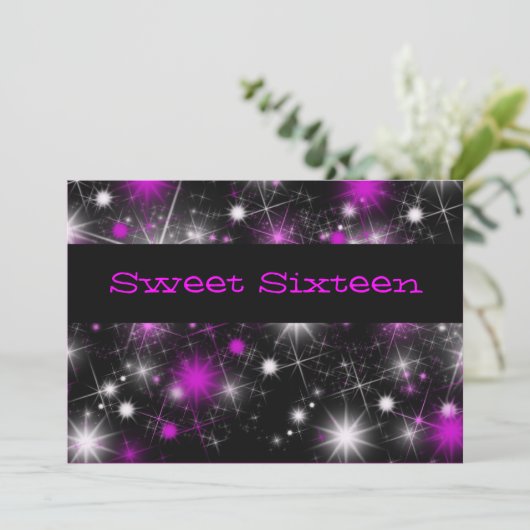 , Paarse en zwarte zestien uitnodigingen (Staand voorkant)